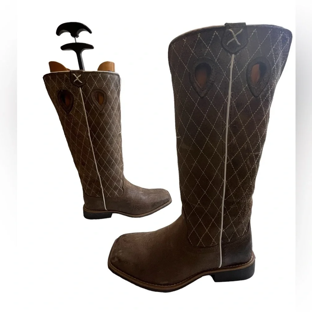 TWISTED X boy DISTRESSED RUFF STOCK COWBOY BOOTS - BROAD SQUARE TOE